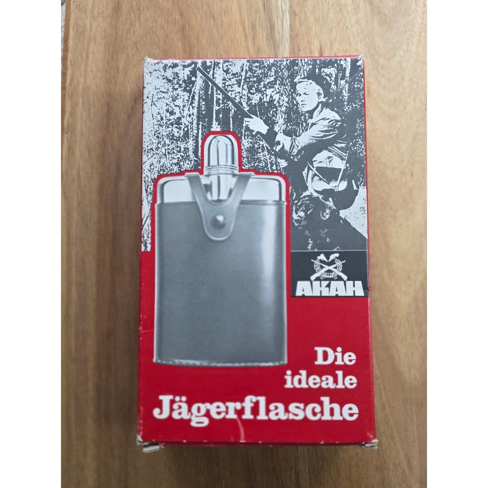 AKAH Jagerflasche Vintage Hip Flask Brown Leather Stainless Steel Hunting 78020 - Picture 2 of 16